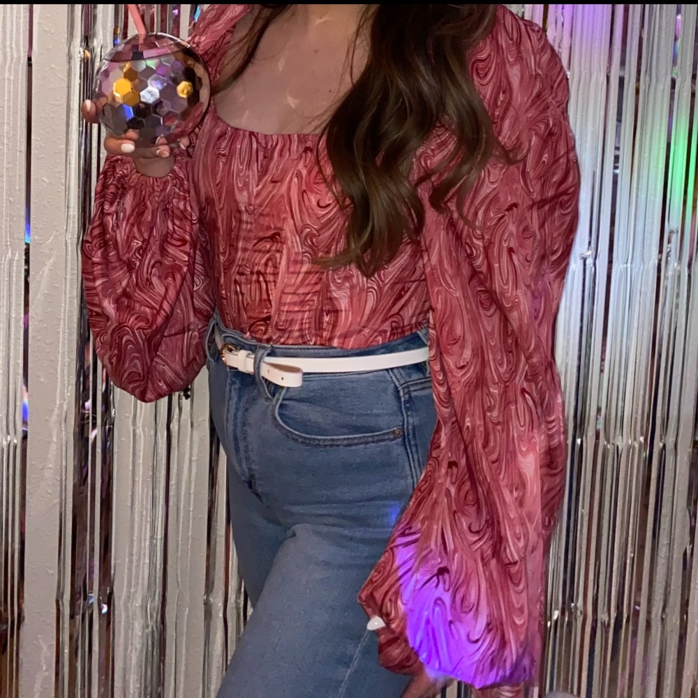 Misguided Pink Long Sleeve Corset Top - Picture 4 of 5